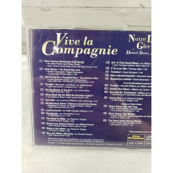Vive La Compagnie Notre Dame Glee Club (CD, 2005, Pro Organo) Daniel Stowe - Picture 4 of 6